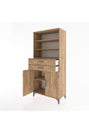 Hyperion Dolap 4 Raflı 2 Çekmeceli 2 Kapaklı 88x44x195 Çam-Çam