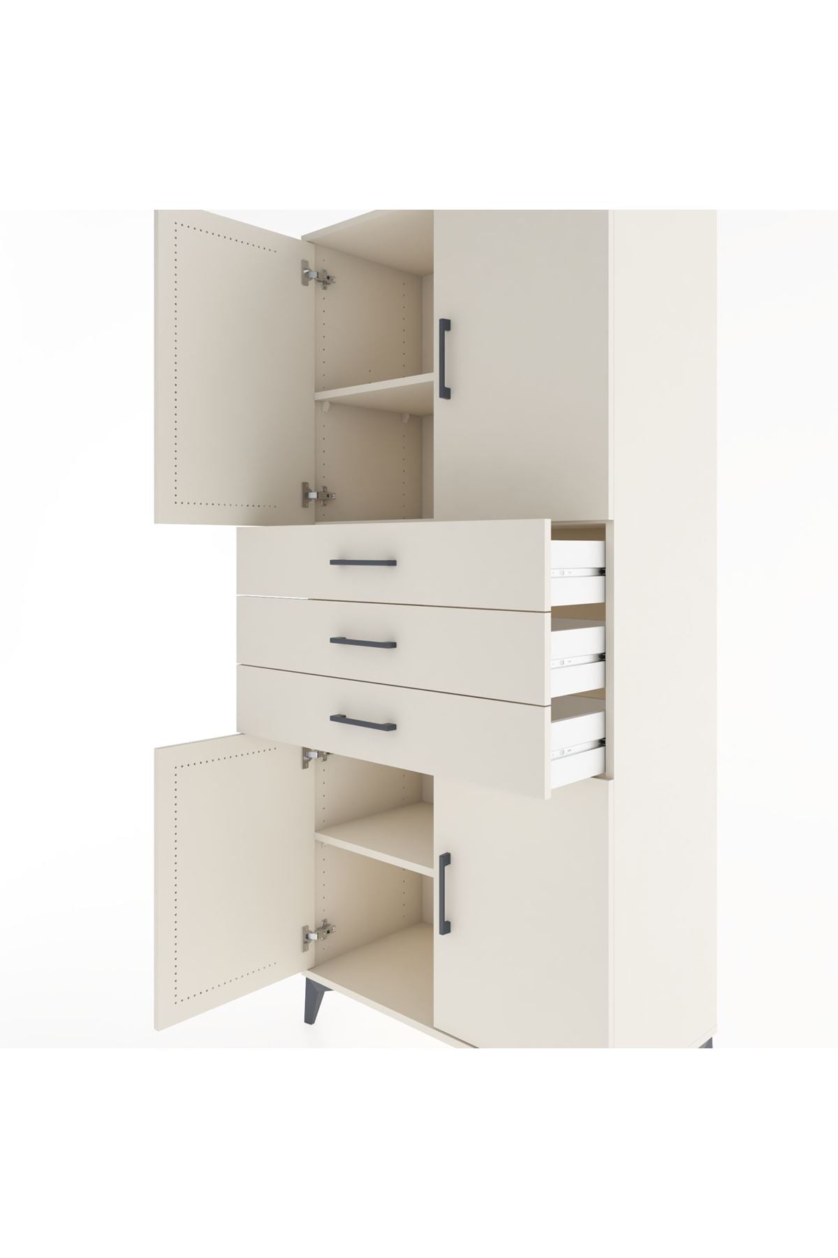 Hyperion Dolap 3 Raflı 3 Çekmeceli 4 Kapaklı 88x44x195 Aytaşı-Aytaşı
