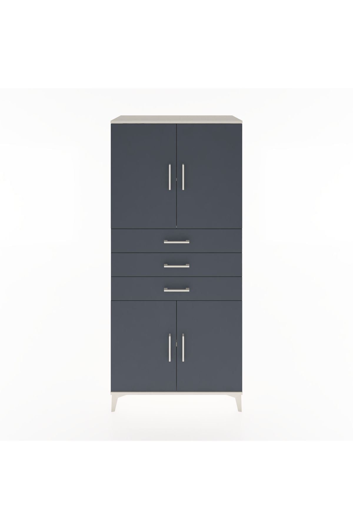 Hyperion Dolap 3 Raflı 3 Çekmeceli 4 Kapaklı 88x44x195 Aytaşı-Antrasit