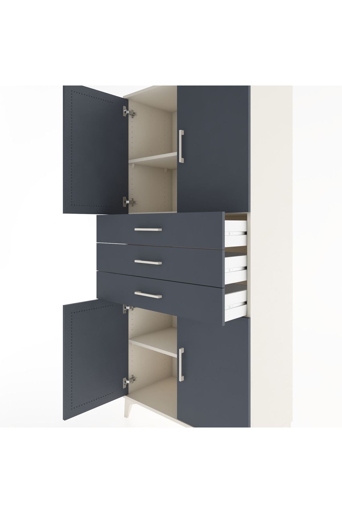 Hyperion Dolap 3 Raflı 3 Çekmeceli 4 Kapaklı 88x44x195 Aytaşı-Antrasit