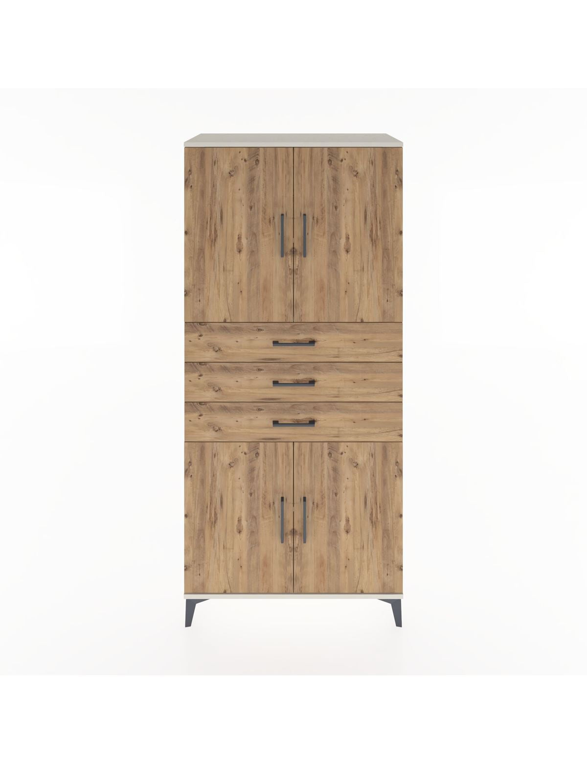 Hyperion Dolap 3 Raflı 3 Çekmeceli 4 Kapaklı 88x44x195 Aytaşı-Çam