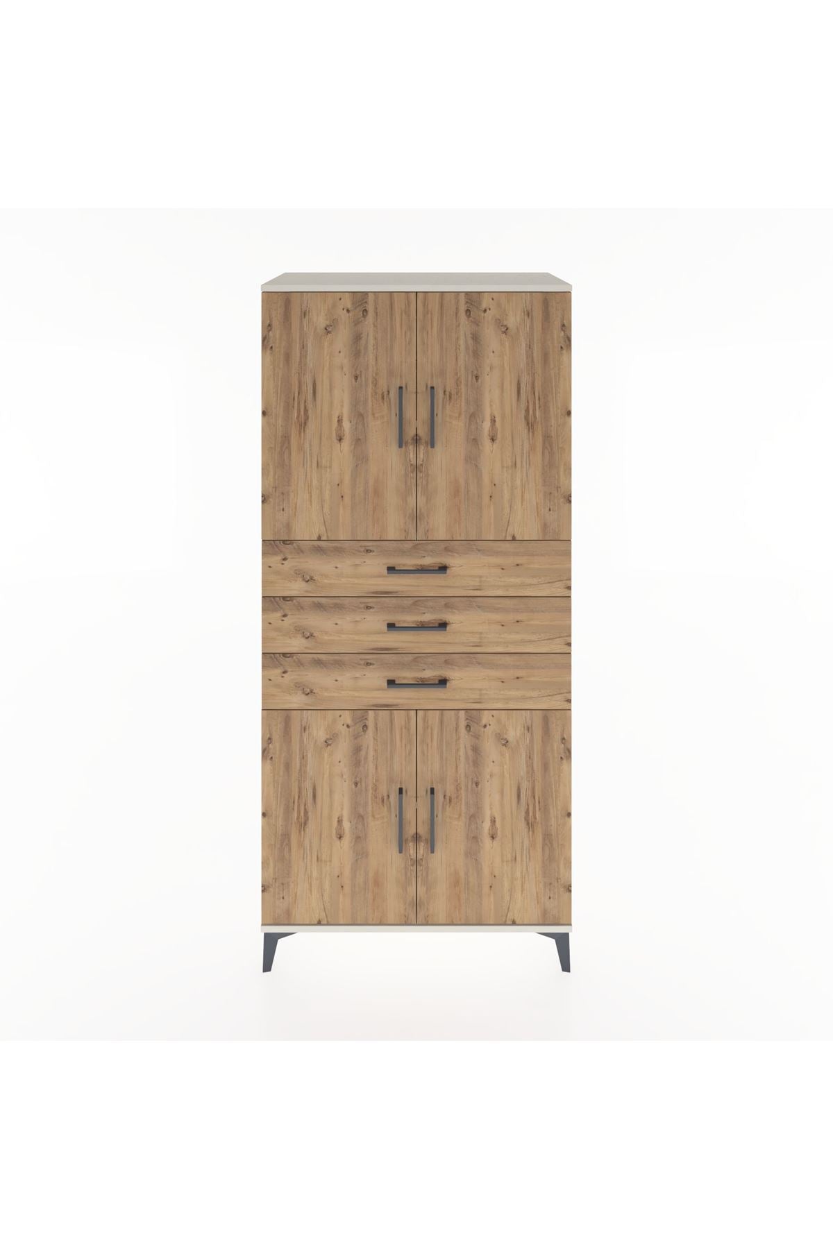 Hyperion Dolap 3 Raflı 3 Çekmeceli 4 Kapaklı 88x44x195 Aytaşı-Çam