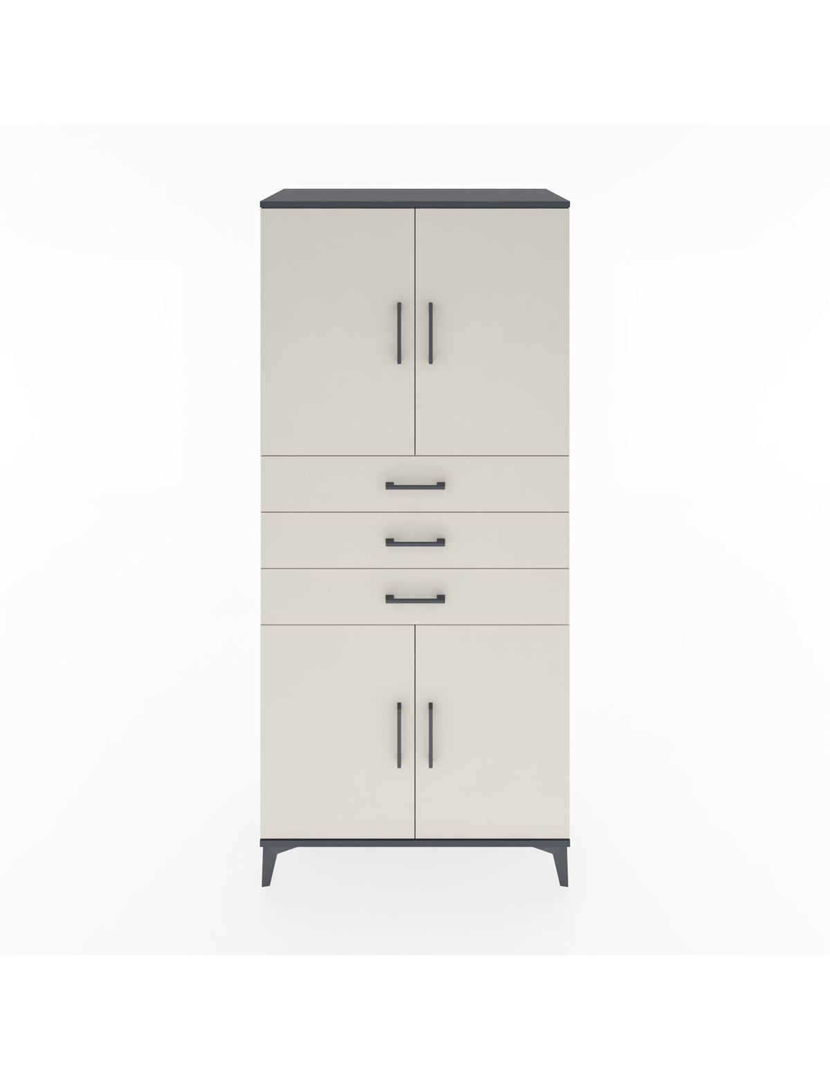 Hyperion Dolap 3 Raflı 3 Çekmeceli 4 Kapaklı 88x44x195 Antrasit-Aytaşı