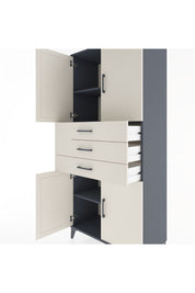 Hyperion Dolap 3 Raflı 3 Çekmeceli 4 Kapaklı 88x44x195 Antrasit-Aytaşı