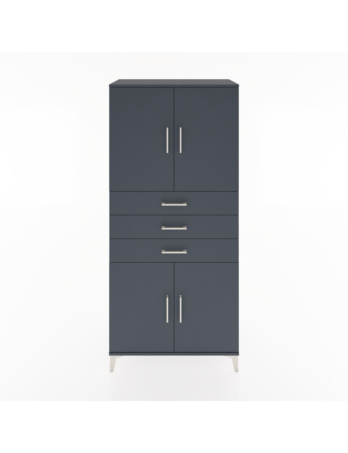 Hyperion Dolap 3 Raflı 3 Çekmeceli 4 Kapaklı 88x44x195 Antrasit-Antrasit