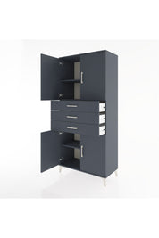 Hyperion Dolap 3 Raflı 3 Çekmeceli 4 Kapaklı 88x44x195 Antrasit-Antrasit