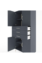 Hyperion Dolap 3 Raflı 3 Çekmeceli 4 Kapaklı 88x44x195 Antrasit-Antrasit