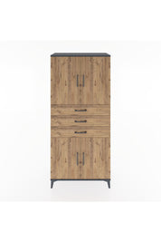 Hyperion Dolap 3 Raflı 3 Çekmeceli 4 Kapaklı 88x44x195 Antrasit-Çam