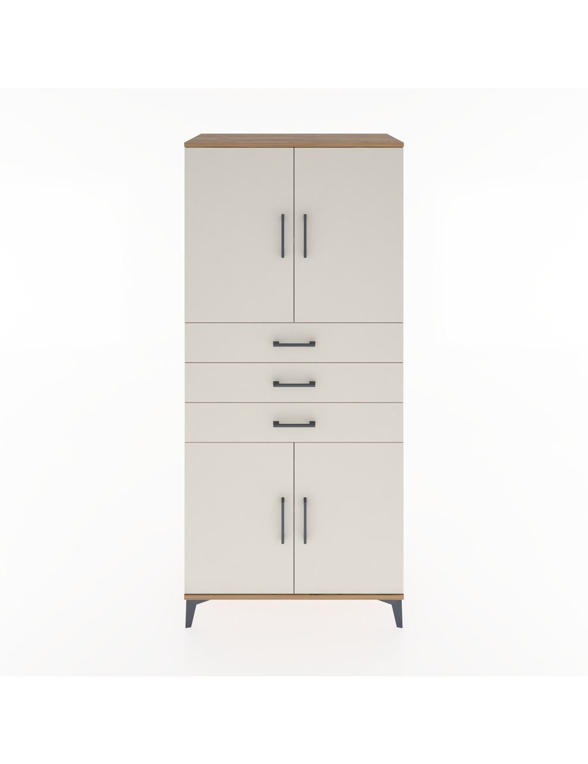 Hyperion Dolap 3 Raflı 3 Çekmeceli 4 Kapaklı 88x44x195 Çam-Aytaşı