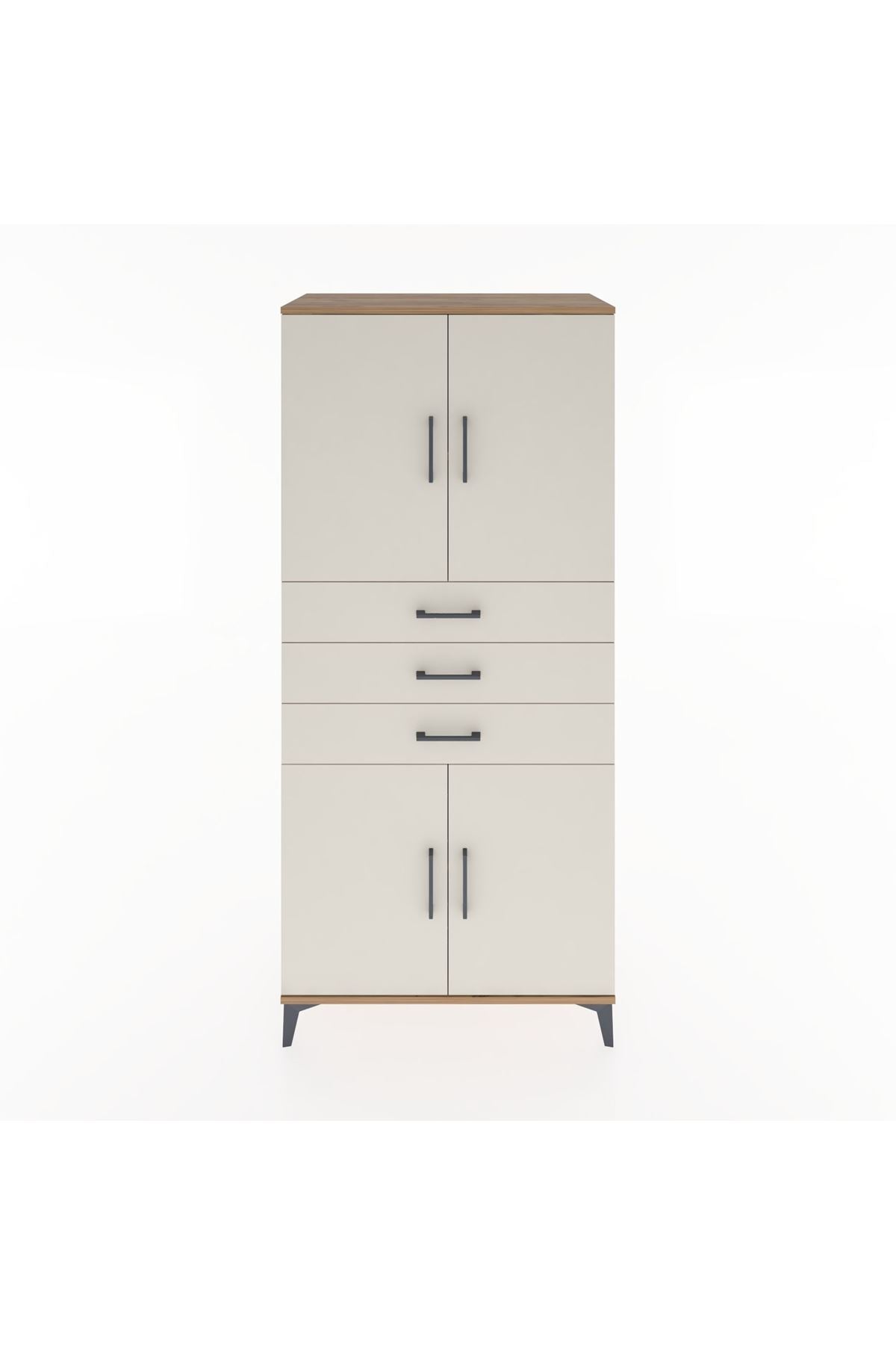 Hyperion Dolap 3 Raflı 3 Çekmeceli 4 Kapaklı 88x44x195 Çam-Aytaşı