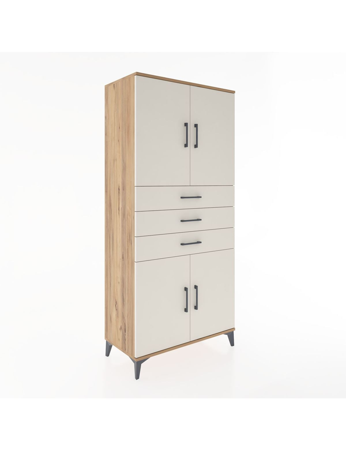 Hyperion Dolap 3 Raflı 3 Çekmeceli 4 Kapaklı 88x44x195 Çam-Aytaşı