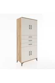 Hyperion Dolap 3 Raflı 3 Çekmeceli 4 Kapaklı 88x44x195 Çam-Aytaşı