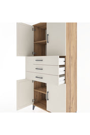 Hyperion Dolap 3 Raflı 3 Çekmeceli 4 Kapaklı 88x44x195 Çam-Aytaşı