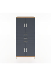 Hyperion Dolap 3 Raflı 3 Çekmeceli 4 Kapaklı 88x44x195 Çam-Antrasit