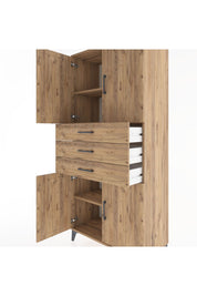 Hyperion Dolap 3 Raflı 3 Çekmeceli 4 Kapaklı 88x44x195 Çam-Çam