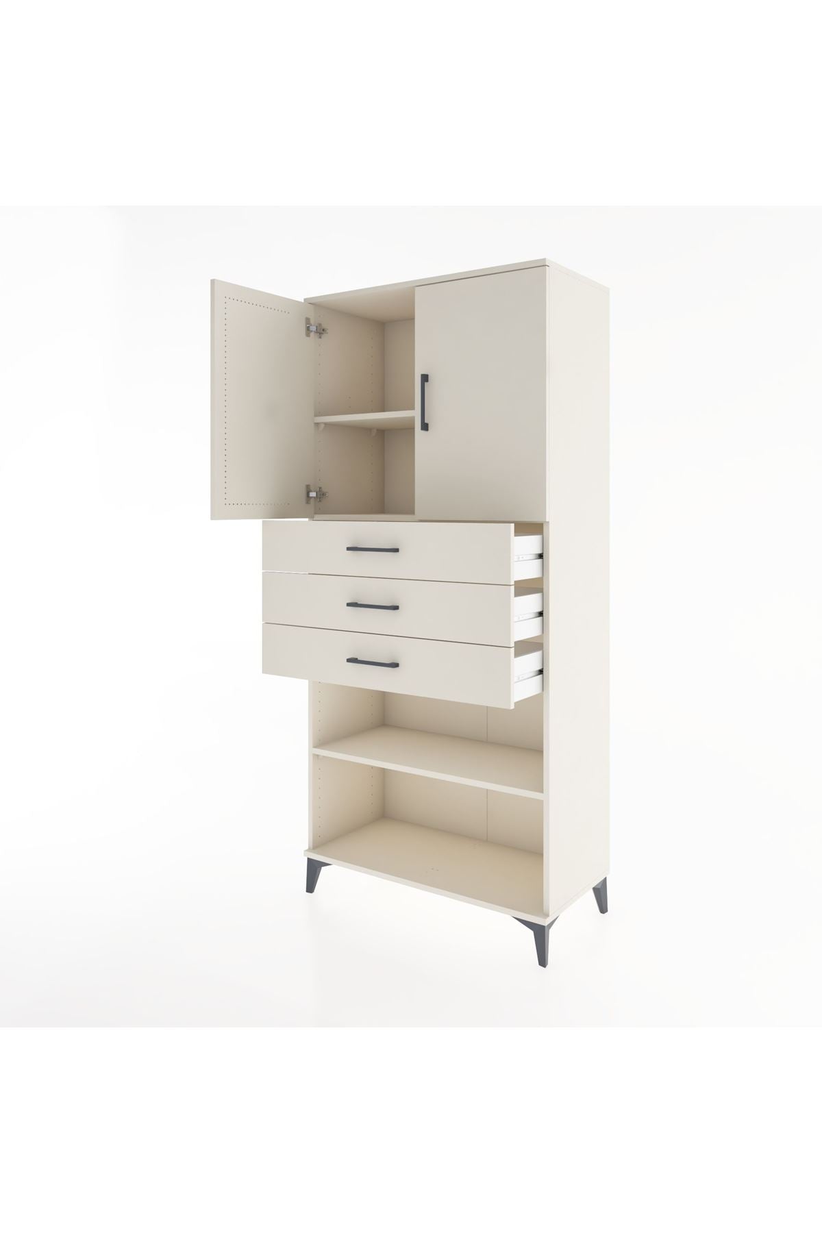 Hyperion Dolap 3 Raflı 3 Çekmeceli 2 Kapaklı 88x44x195 Aytaşı-Aytaşı