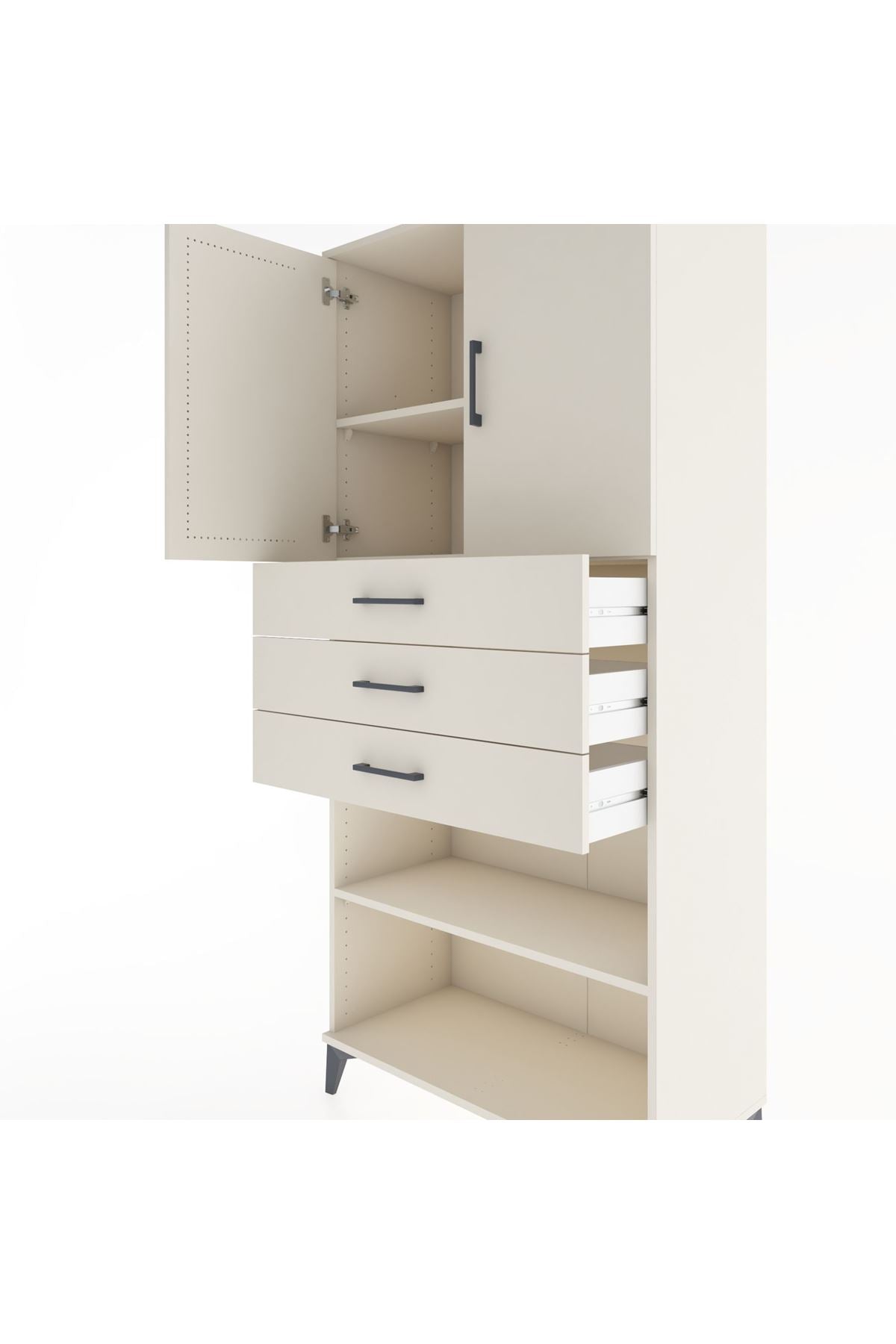 Hyperion Dolap 3 Raflı 3 Çekmeceli 2 Kapaklı 88x44x195 Aytaşı-Aytaşı