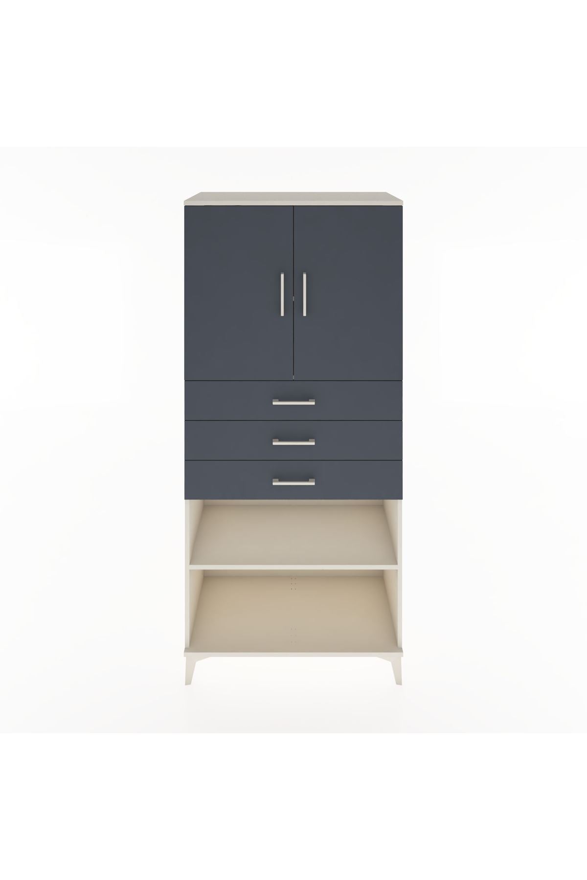 Hyperion Dolap 3 Raflı 3 Çekmeceli 2 Kapaklı 88x44x195 Aytaşı-Antrasit