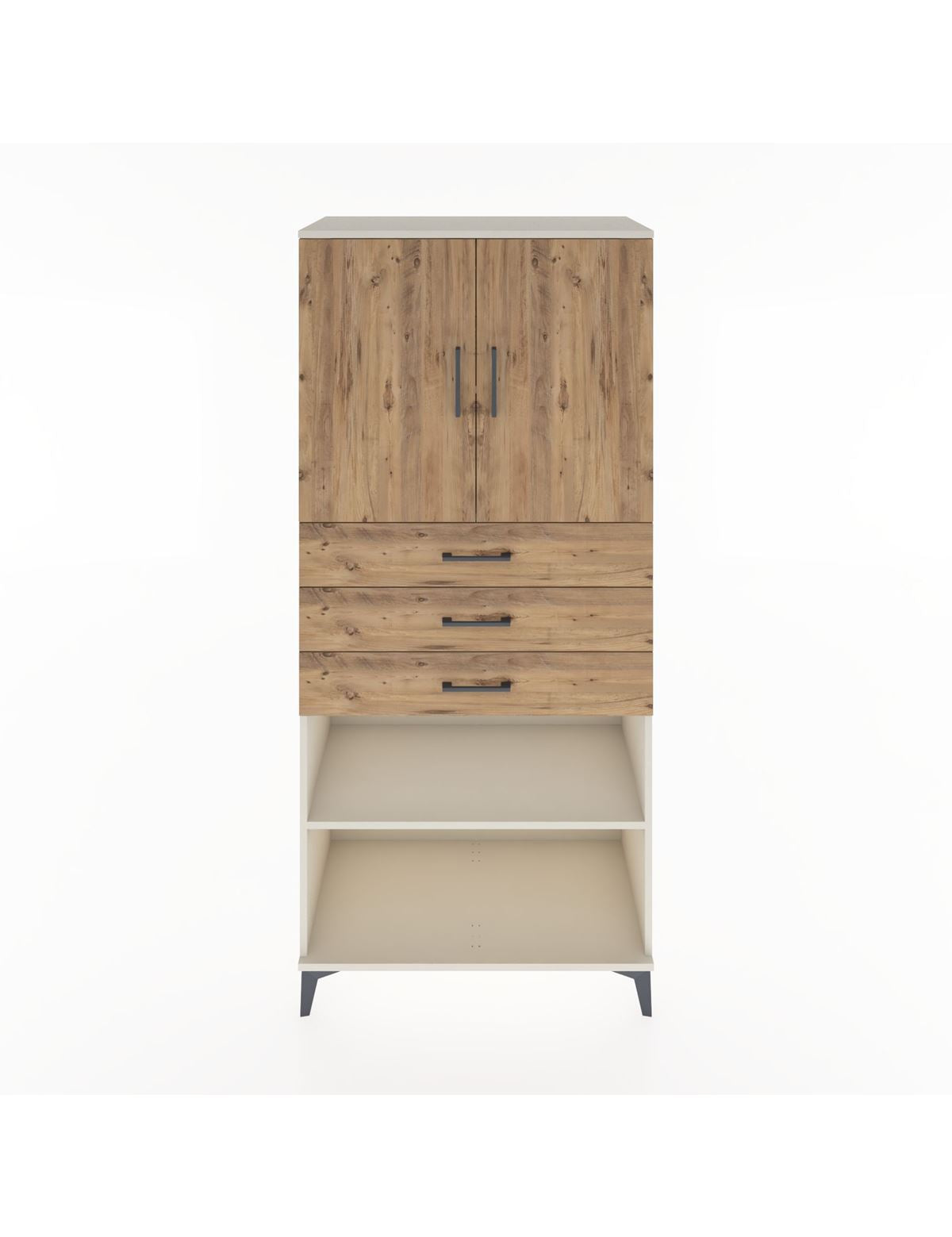 Hyperion Dolap 3 Raflı 3 Çekmeceli 2 Kapaklı 88x44x195 Aytaşı-Çam