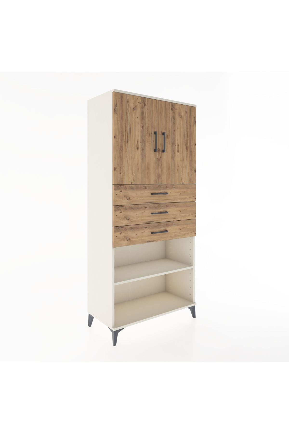 Hyperion Dolap 3 Raflı 3 Çekmeceli 2 Kapaklı 88x44x195 Aytaşı-Çam