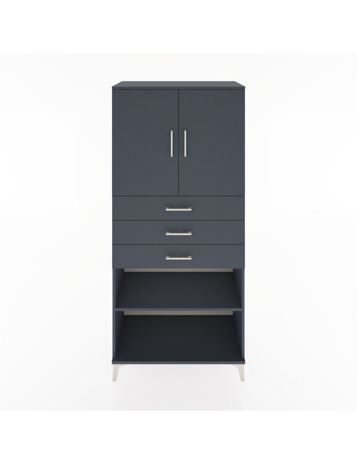 Hyperion Dolap 3 Raflı 3 Çekmeceli 2 Kapaklı 88x44x195 Antrasit-Antrasit