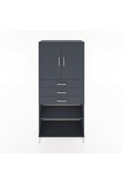 Hyperion Dolap 3 Raflı 3 Çekmeceli 2 Kapaklı 88x44x195 Antrasit-Antrasit