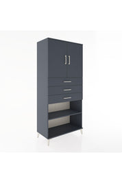 Hyperion Dolap 3 Raflı 3 Çekmeceli 2 Kapaklı 88x44x195 Antrasit-Antrasit