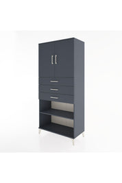 Hyperion Dolap 3 Raflı 3 Çekmeceli 2 Kapaklı 88x44x195 Antrasit-Antrasit
