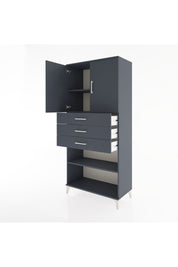 Hyperion Dolap 3 Raflı 3 Çekmeceli 2 Kapaklı 88x44x195 Antrasit-Antrasit