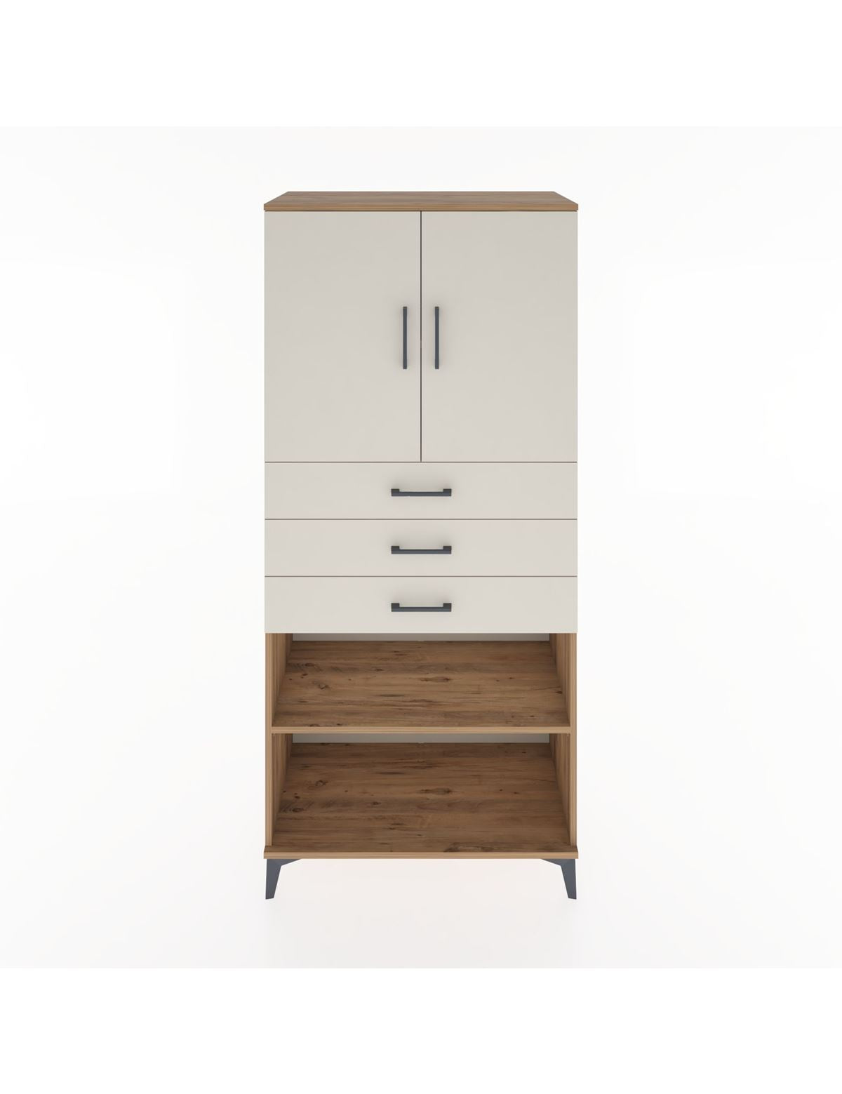 Hyperion Dolap 3 Raflı 3 Çekmeceli 2 Kapaklı 88x44x195 Çam-Aytaşı