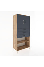 Hyperion Dolap 3 Raflı 3 Çekmeceli 2 Kapaklı 88x44x195 Çam-Antrasit