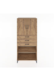 Hyperion Dolap 3 Raflı 3 Çekmeceli 2 Kapaklı 88x44x195 Çam-Çam