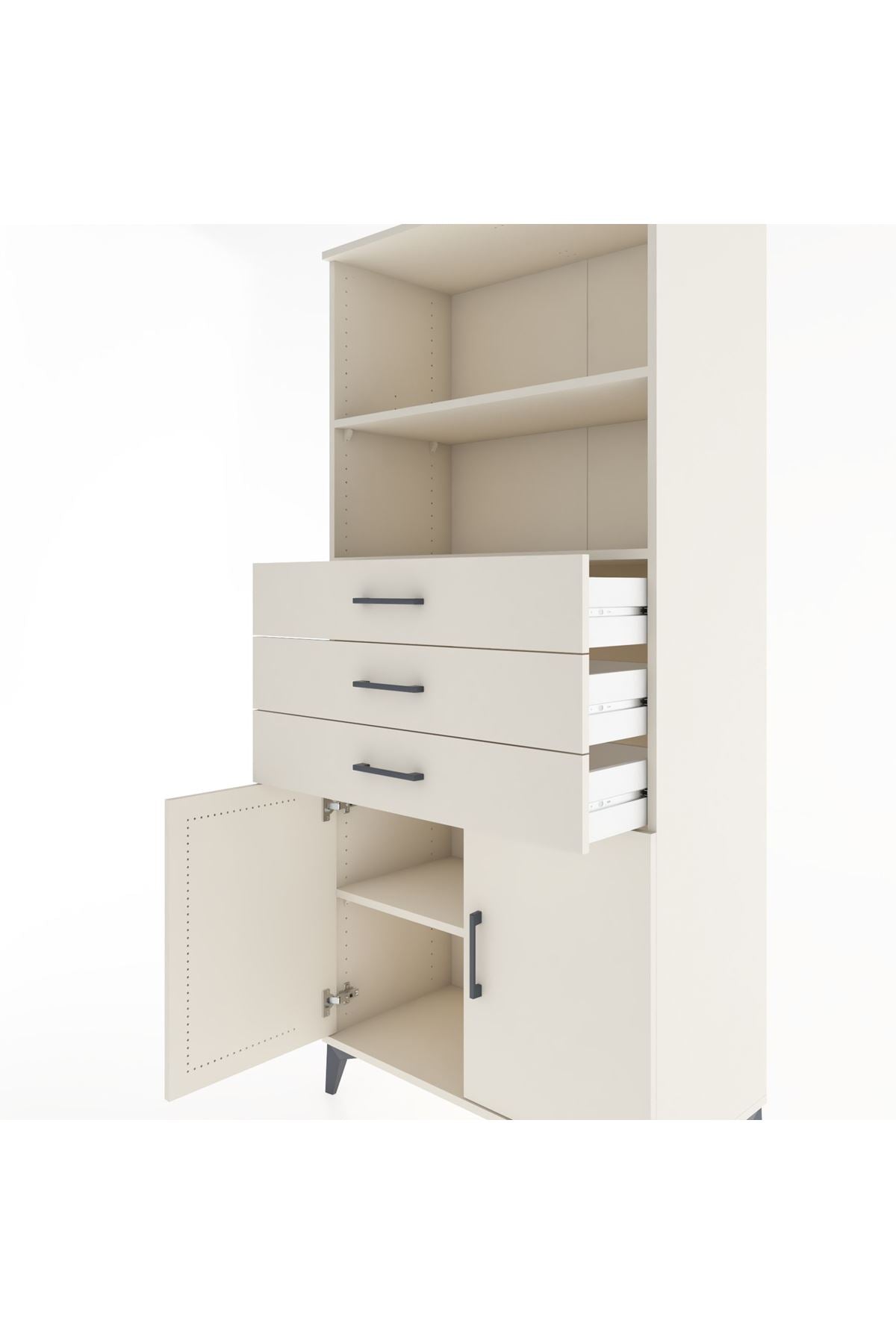 Hyperion Dolap 3 Raflı 3 Çekmeceli 2 Kapaklı 88x44x195 Aytaşı-Aytaşı