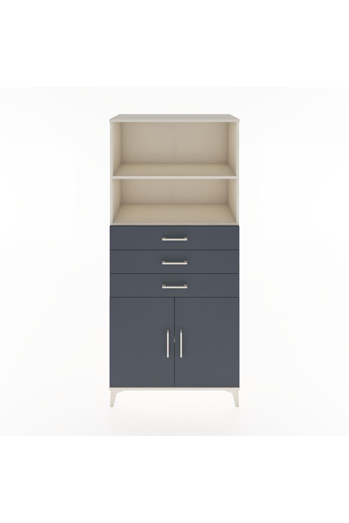 Hyperion Dolap 3 Raflı 3 Çekmeceli 2 Kapaklı 88x44x195 Aytaşı-Antrasit