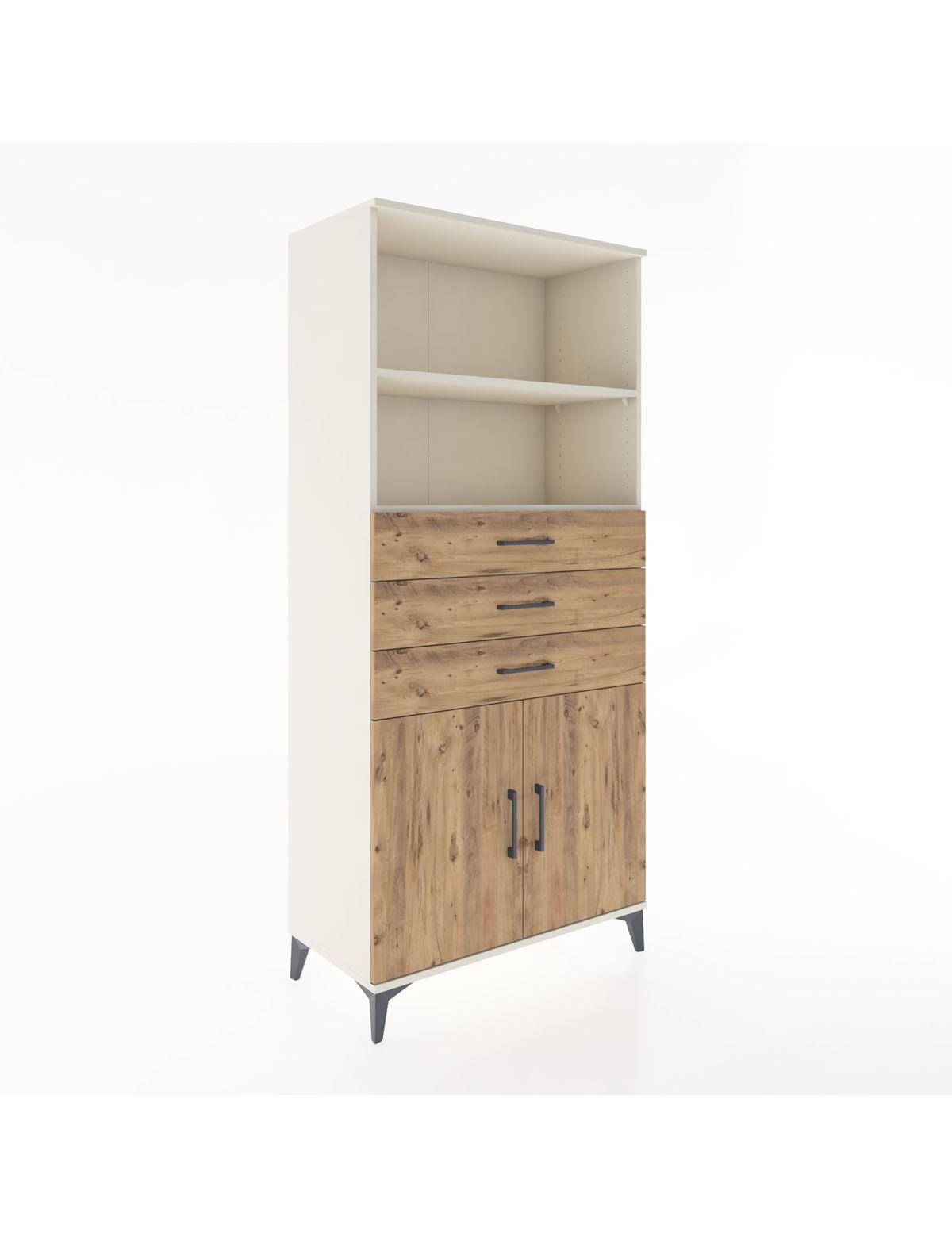 Hyperion Dolap 3 Raflı 3 Çekmeceli 2 Kapaklı 88x44x195 Aytaşı-Çam