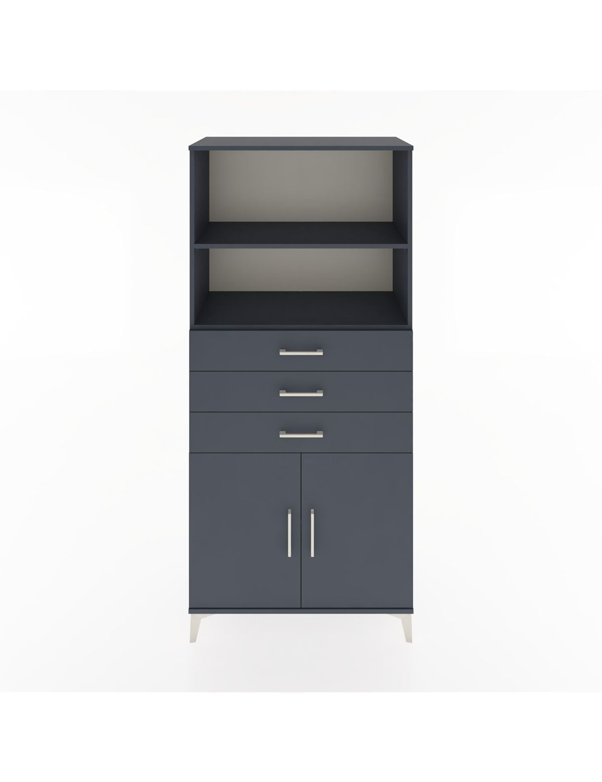 Hyperion Dolap 3 Raflı 3 Çekmeceli 2 Kapaklı 88x44x195 Antrasit-Antrasit