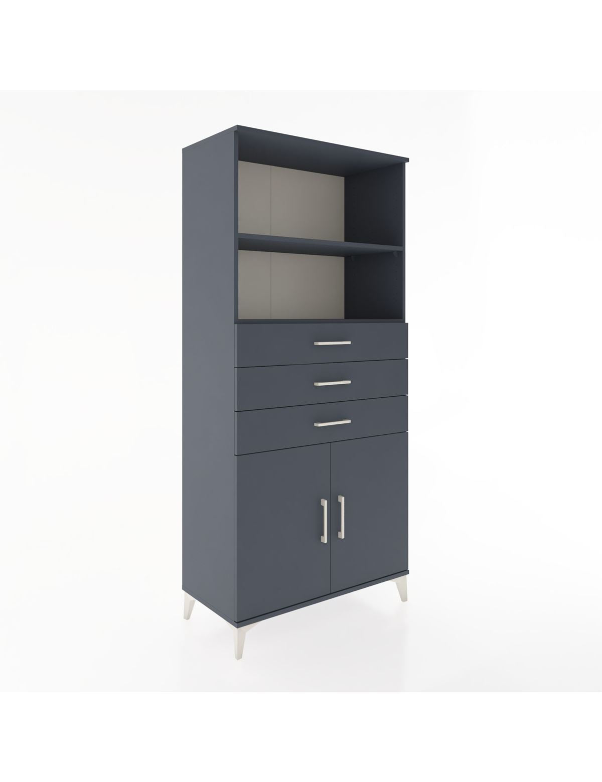 Hyperion Dolap 3 Raflı 3 Çekmeceli 2 Kapaklı 88x44x195 Antrasit-Antrasit