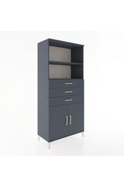 Hyperion Dolap 3 Raflı 3 Çekmeceli 2 Kapaklı 88x44x195 Antrasit-Antrasit