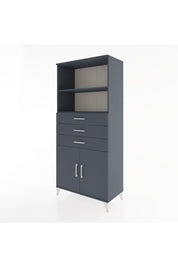 Hyperion Dolap 3 Raflı 3 Çekmeceli 2 Kapaklı 88x44x195 Antrasit-Antrasit