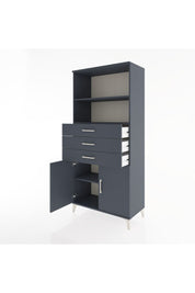 Hyperion Dolap 3 Raflı 3 Çekmeceli 2 Kapaklı 88x44x195 Antrasit-Antrasit