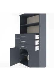 Hyperion Dolap 3 Raflı 3 Çekmeceli 2 Kapaklı 88x44x195 Antrasit-Antrasit