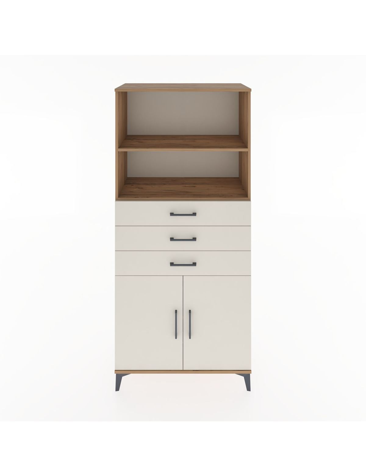 Hyperion Dolap 3 Raflı 3 Çekmeceli 2 Kapaklı 88x44x195 Çam-Aytaşı