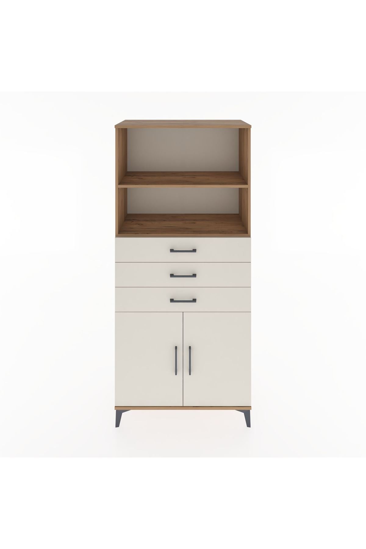 Hyperion Dolap 3 Raflı 3 Çekmeceli 2 Kapaklı 88x44x195 Çam-Aytaşı