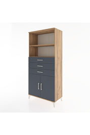 Hyperion Dolap 3 Raflı 3 Çekmeceli 2 Kapaklı 88x44x195 Çam-Antrasit