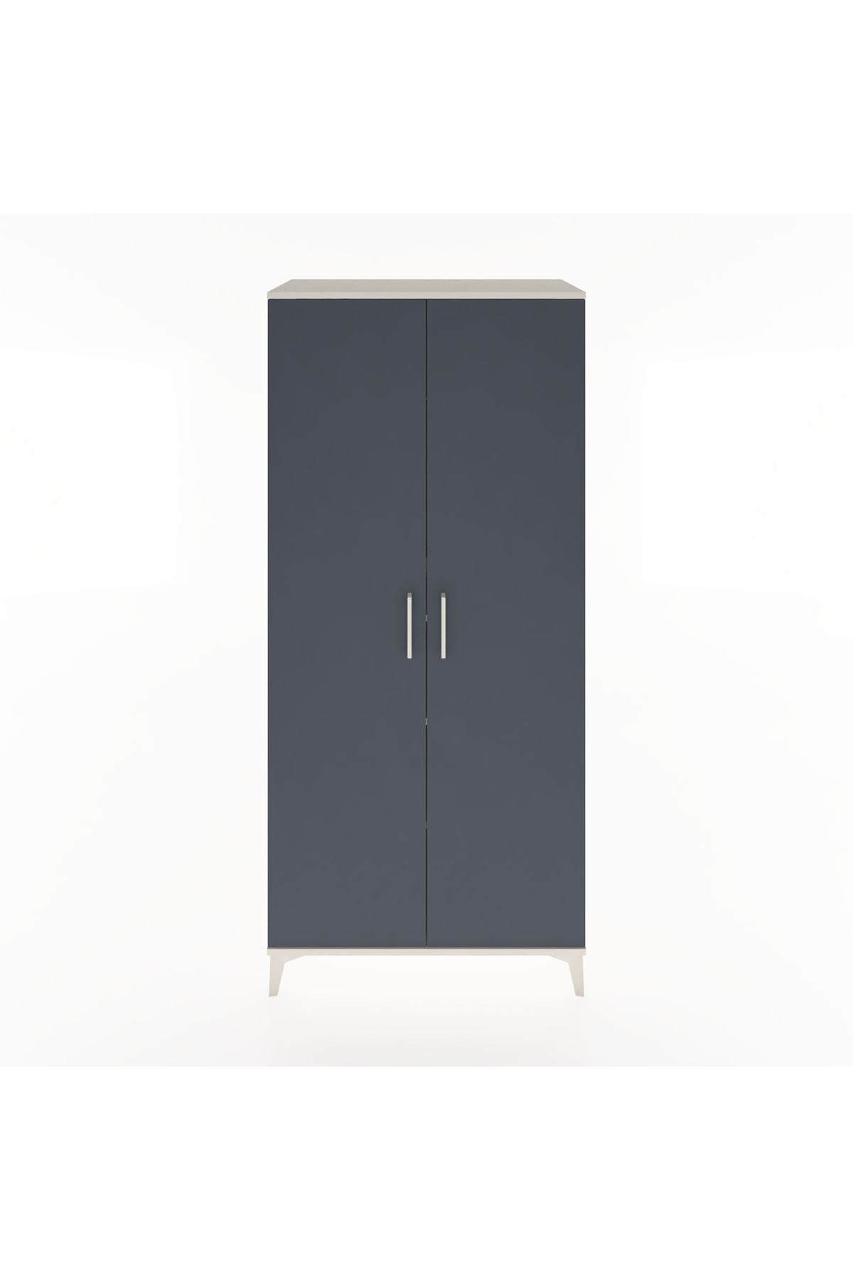 Hyperion Dolap 3 Raflı 2 Kapaklı Tek Askılı 88x44x195 Aytaşı-Antrasit