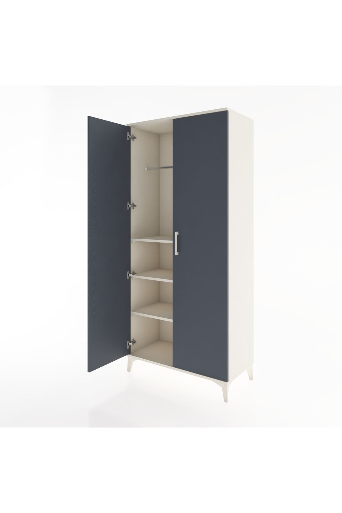 Hyperion Dolap 3 Raflı 2 Kapaklı Tek Askılı 88x44x195 Aytaşı-Antrasit