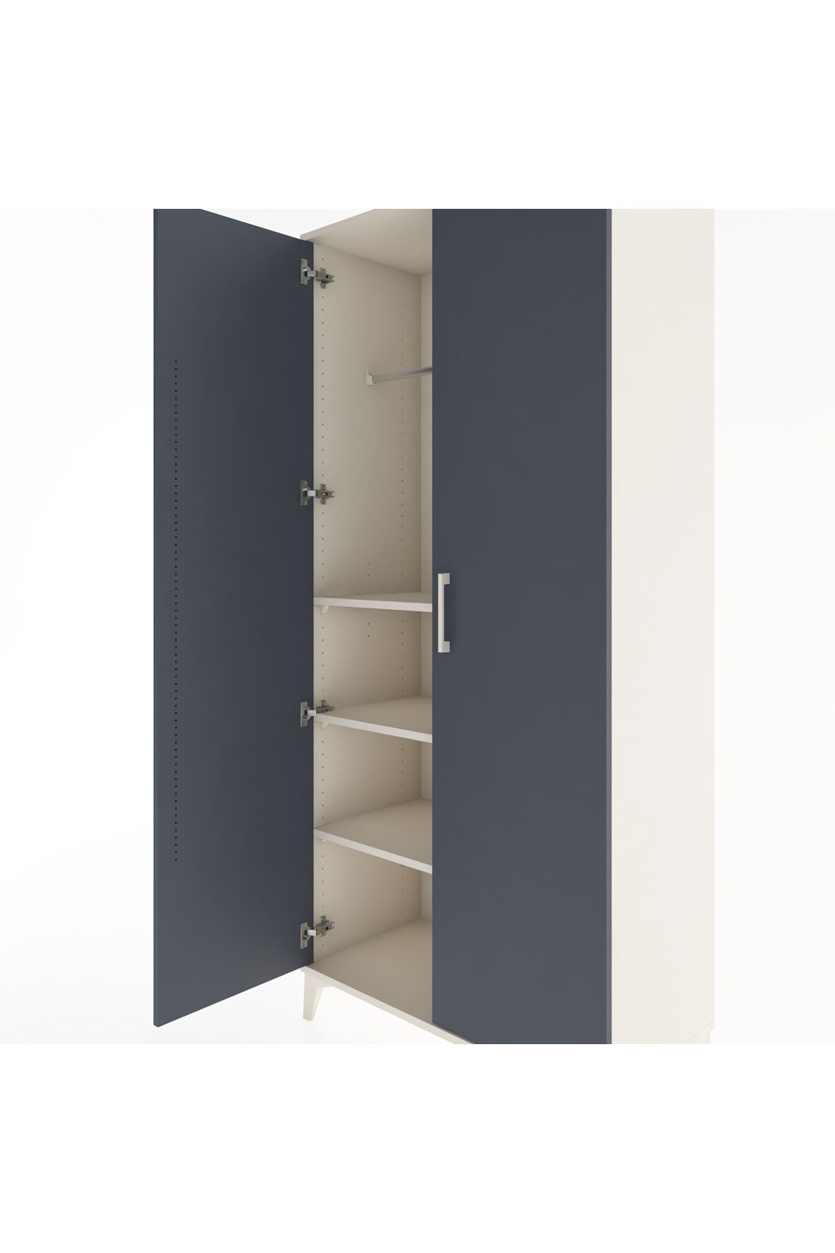 Hyperion Dolap 3 Raflı 2 Kapaklı Tek Askılı 88x44x195 Aytaşı-Antrasit