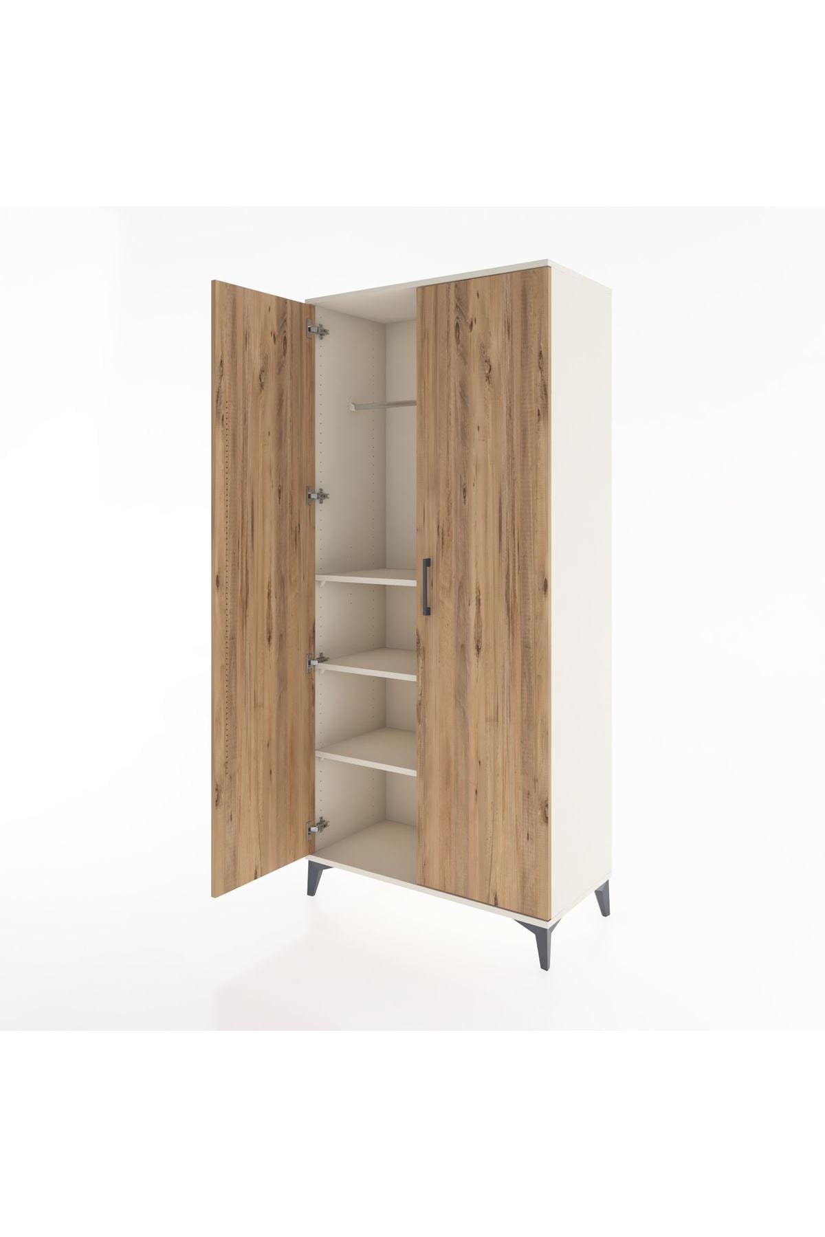 Hyperion Dolap 3 Raflı 2 Kapaklı Tek Askılı 88x44x195 Aytaşı-Çam