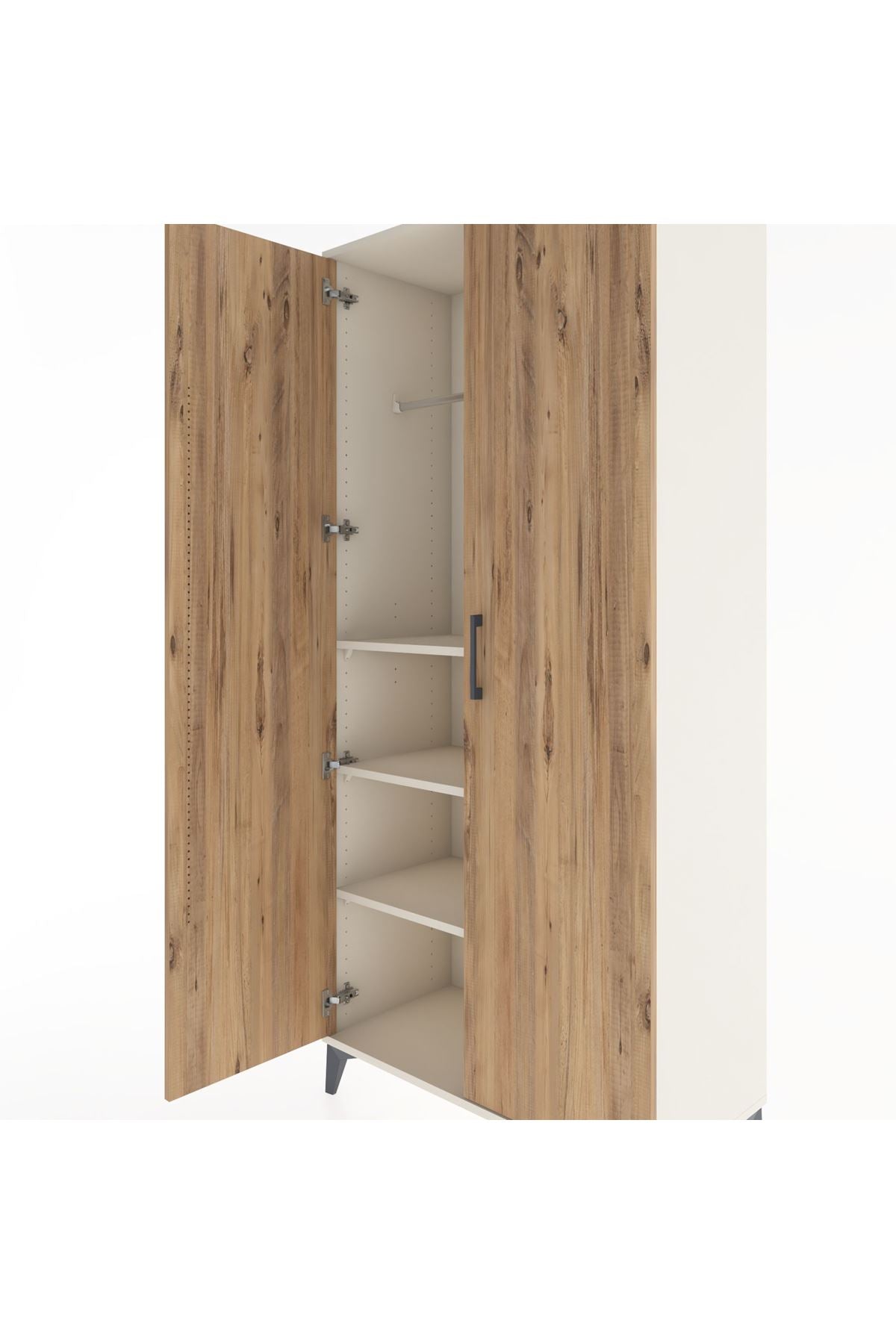 Hyperion Dolap 3 Raflı 2 Kapaklı Tek Askılı 88x44x195 Aytaşı-Çam