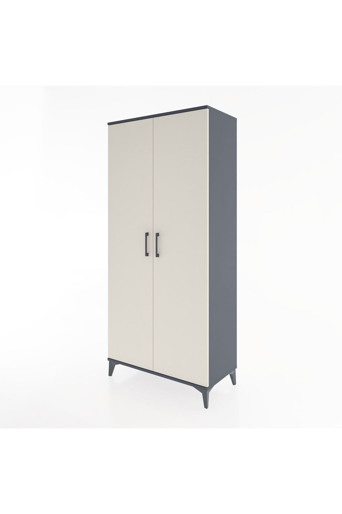 Hyperion Dolap 3 Raflı 2 Kapaklı Tek Askılı 88x44x195 Antrasit-Aytaşı